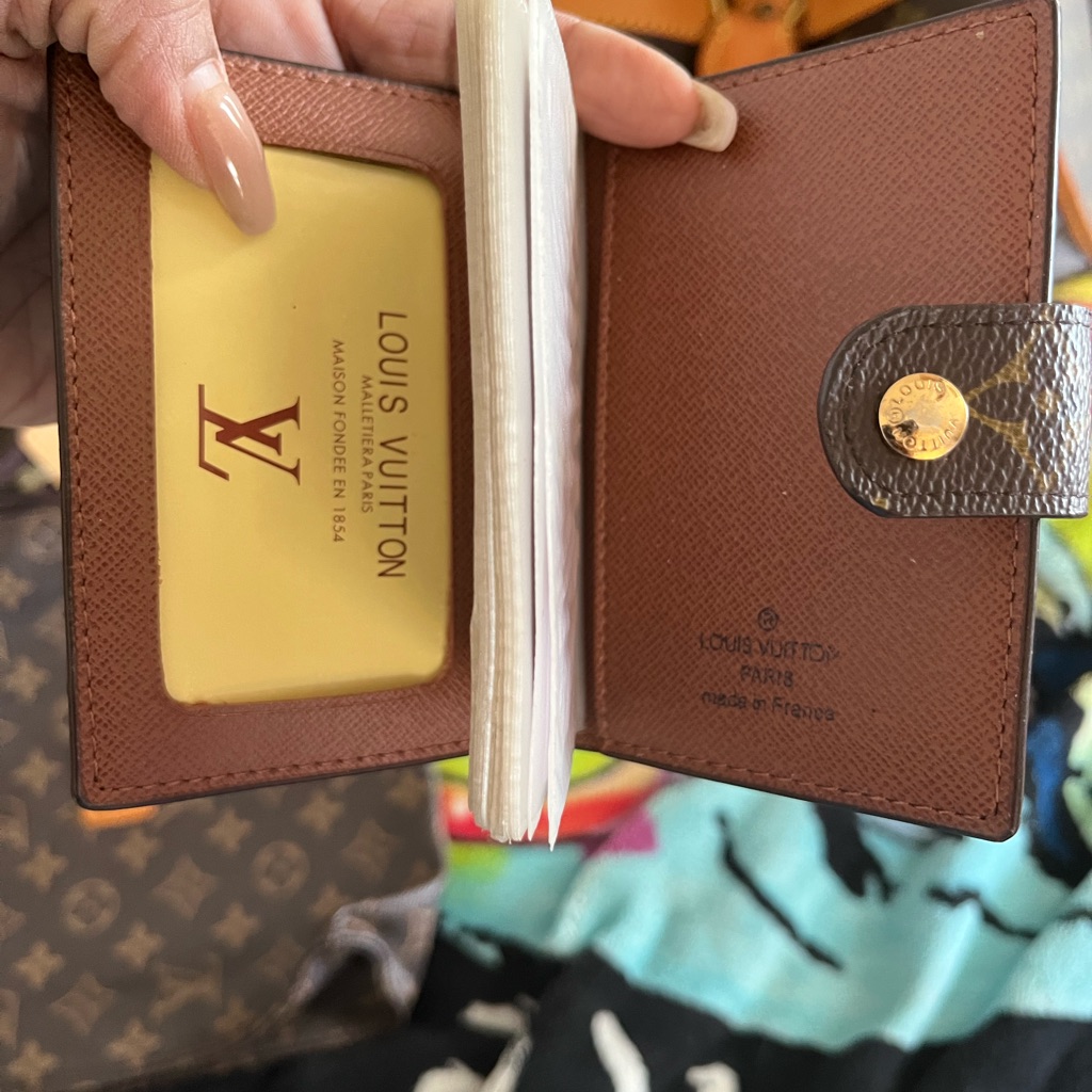 Louis Vuitton Vintage Brown Card Holder With Gold Accents